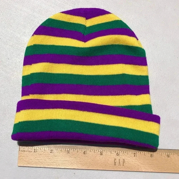 NOLA Mardi Gras Color Knit Beanie NWOT - Picture 4 of 4